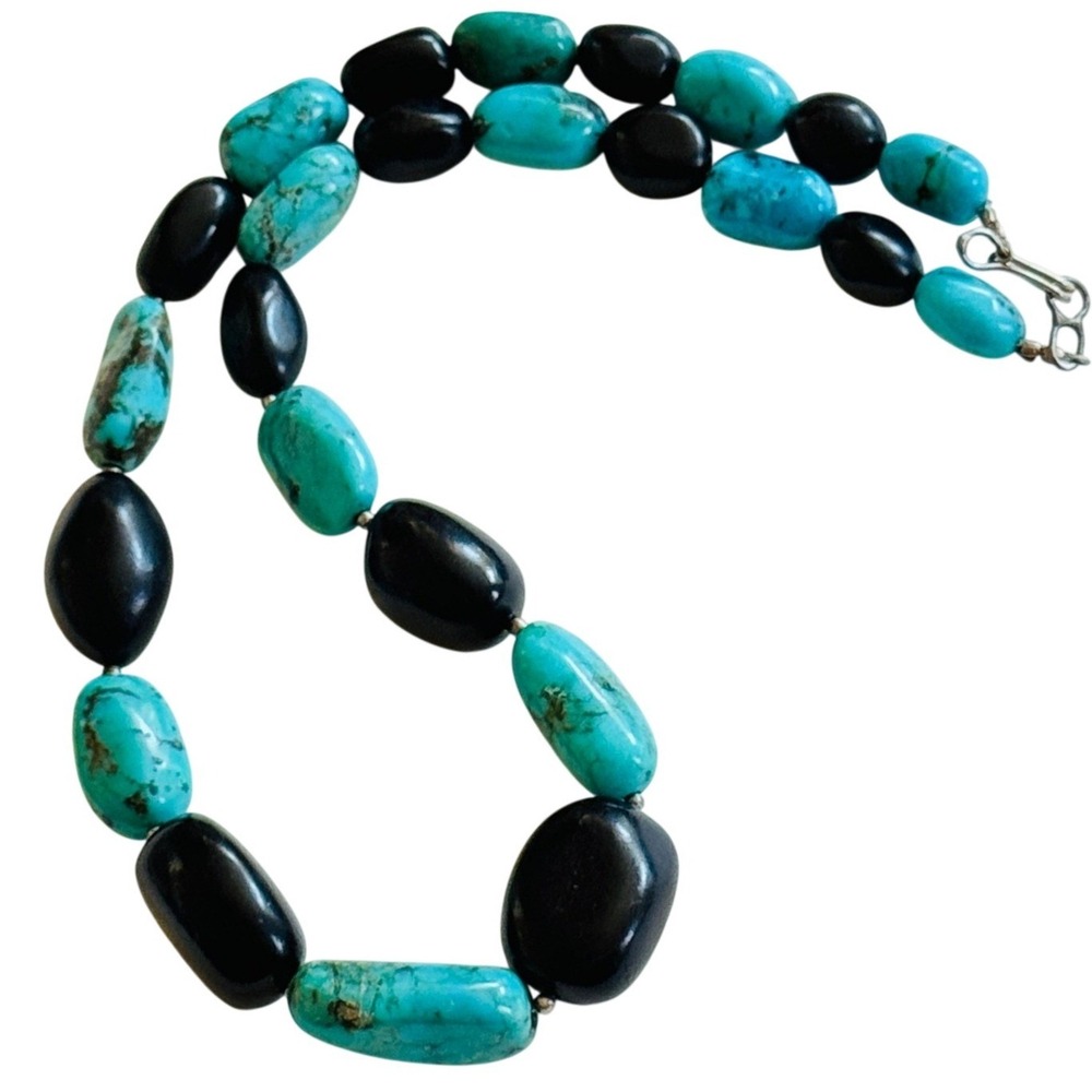 Necklace VTG Natural‎ Turquoise Collar Beads Graduated Genuine Boho Genuine 16"